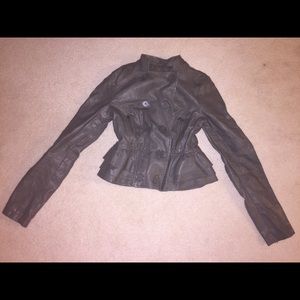 Gray faux-leather jacket S